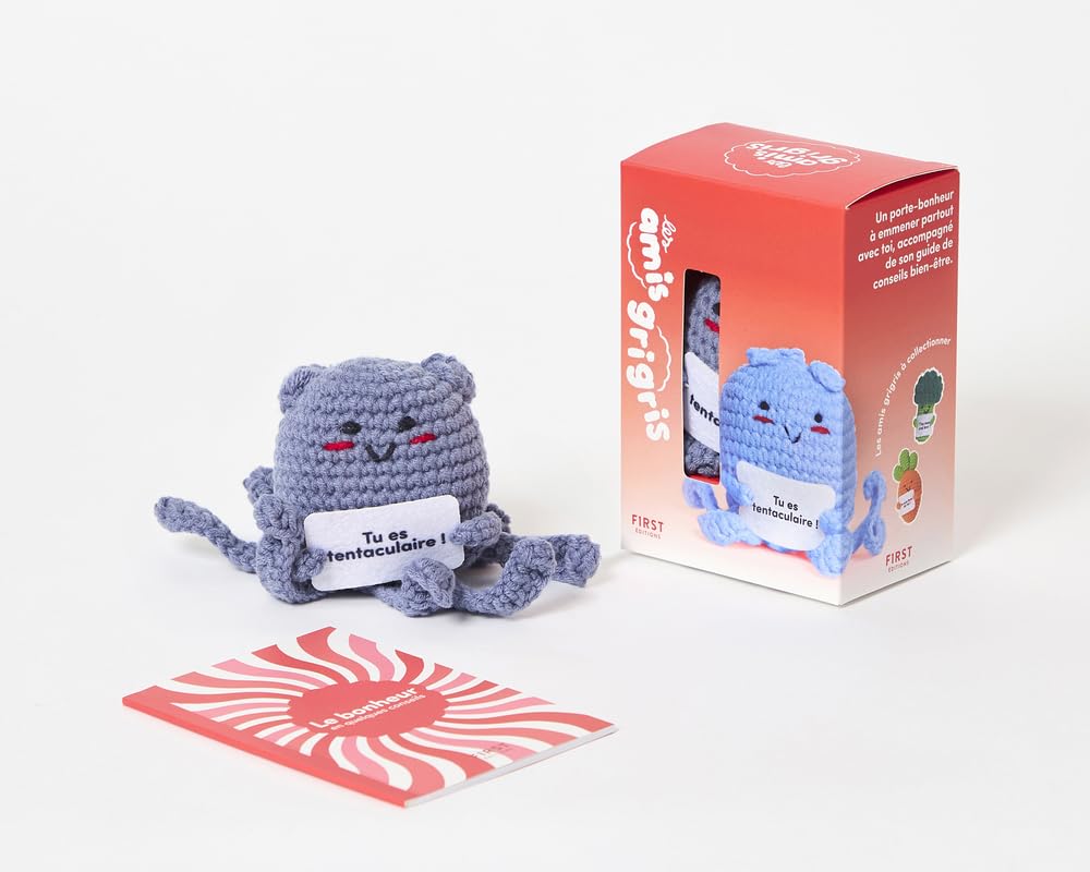 Coffret Les amis grigris / poulpe: amigurumi - mignon - crochet - poulpe - message positif 9782412103517