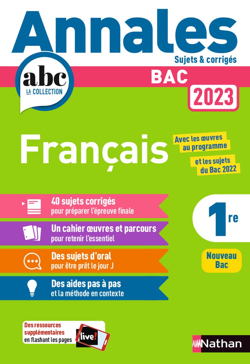 Annales ABC du BAC 2023 - Français 1re - Sujets et corrigés - Enseignement commun première - Epreuve finale Bac 2023 9782091572864
