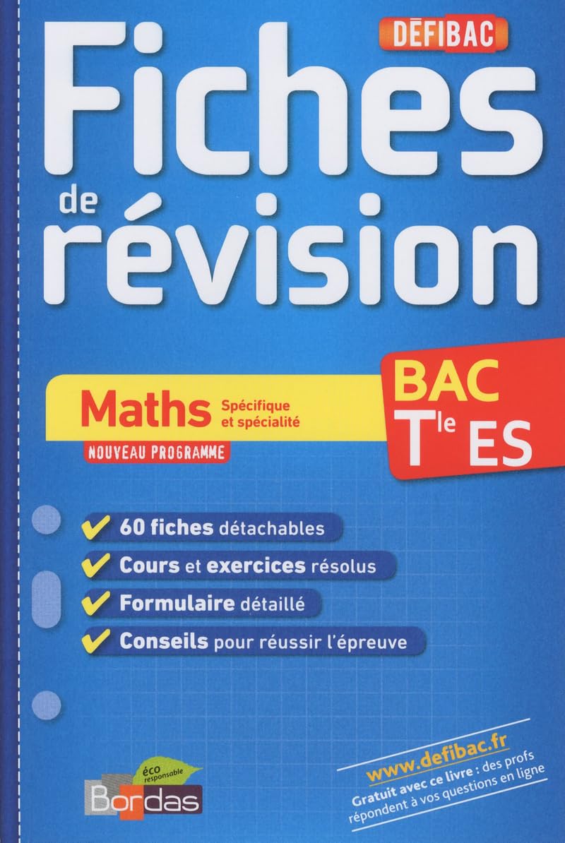 DEFIBAC FICHES MATHS TERM ES 9782047319864