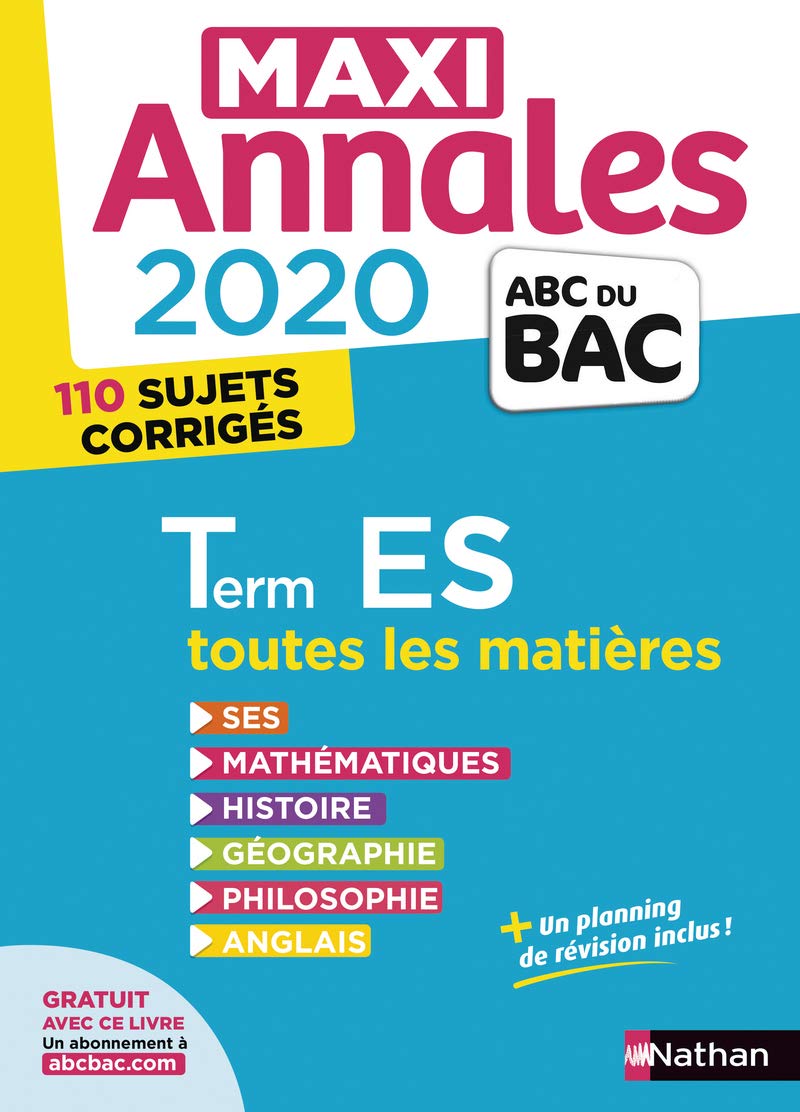 Maxi-annales ABC du Bac 2020 - Terminale ES (24) 9782091574578