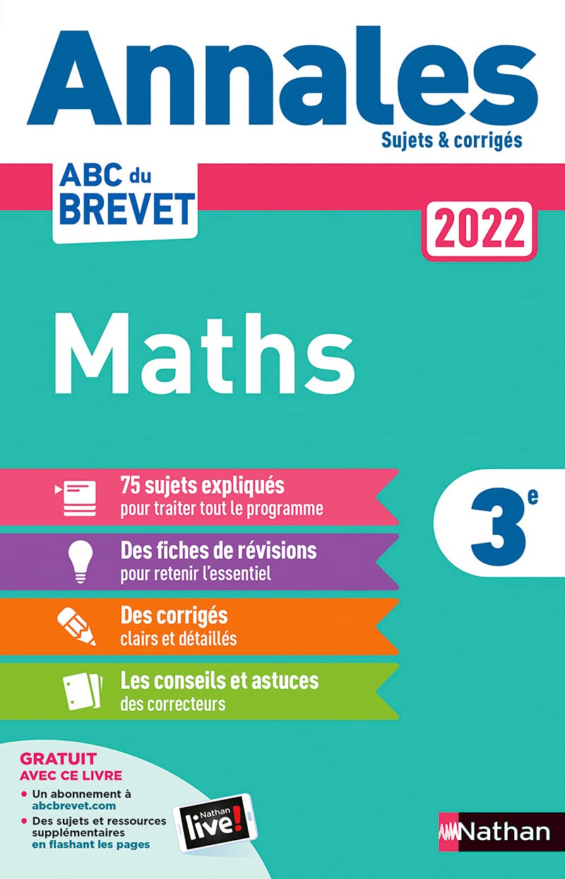 Annales ABC du Brevet 2022 - Maths 3e - Sujets et corrigés + fiches de révisions 9782091572659