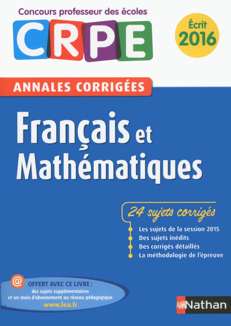 Annales CRPE 2016 : Français & Mathématiques 9782091222677