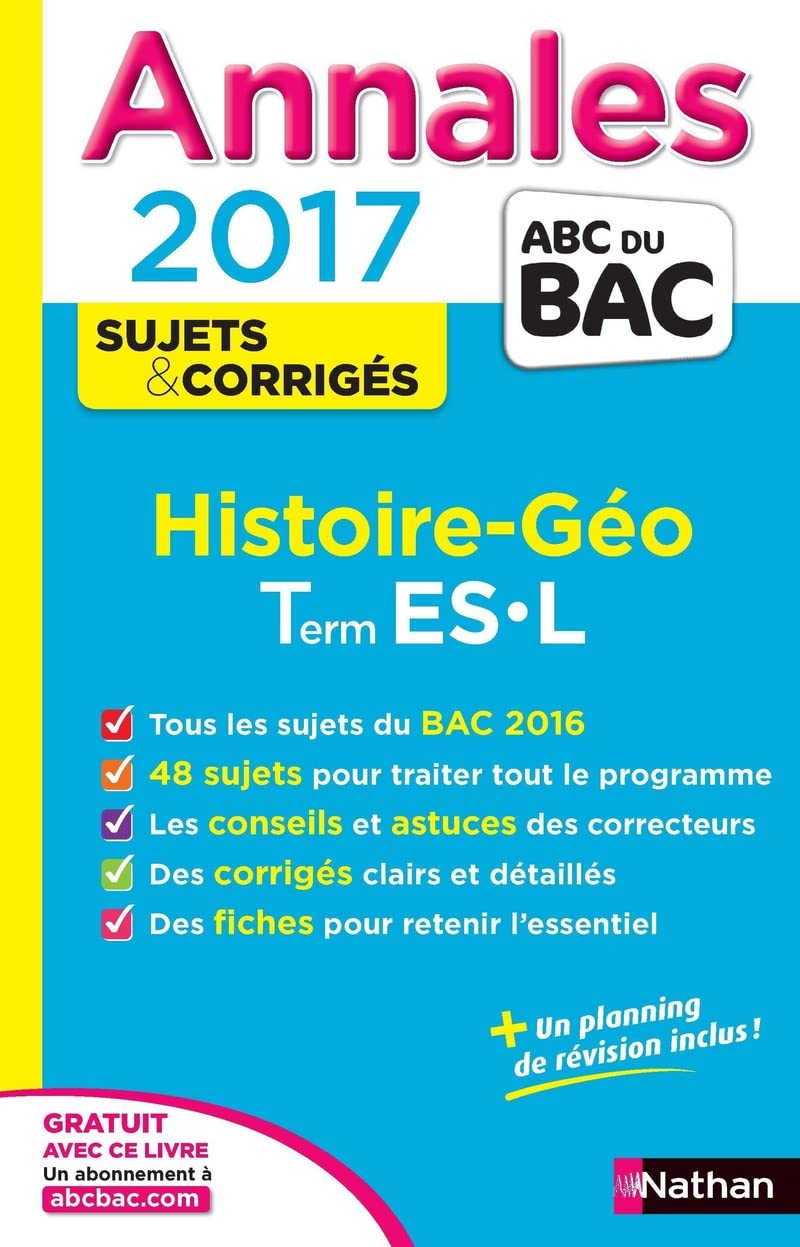 Annales ABC du BAC 2017 Histoire - Géographie Term ES.L 9782091502090