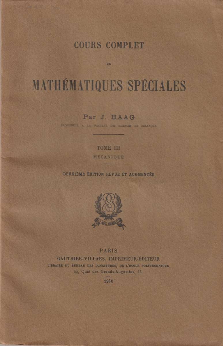 Broché - Cours complet de mathématiques spéciales tome iii. mécanique 