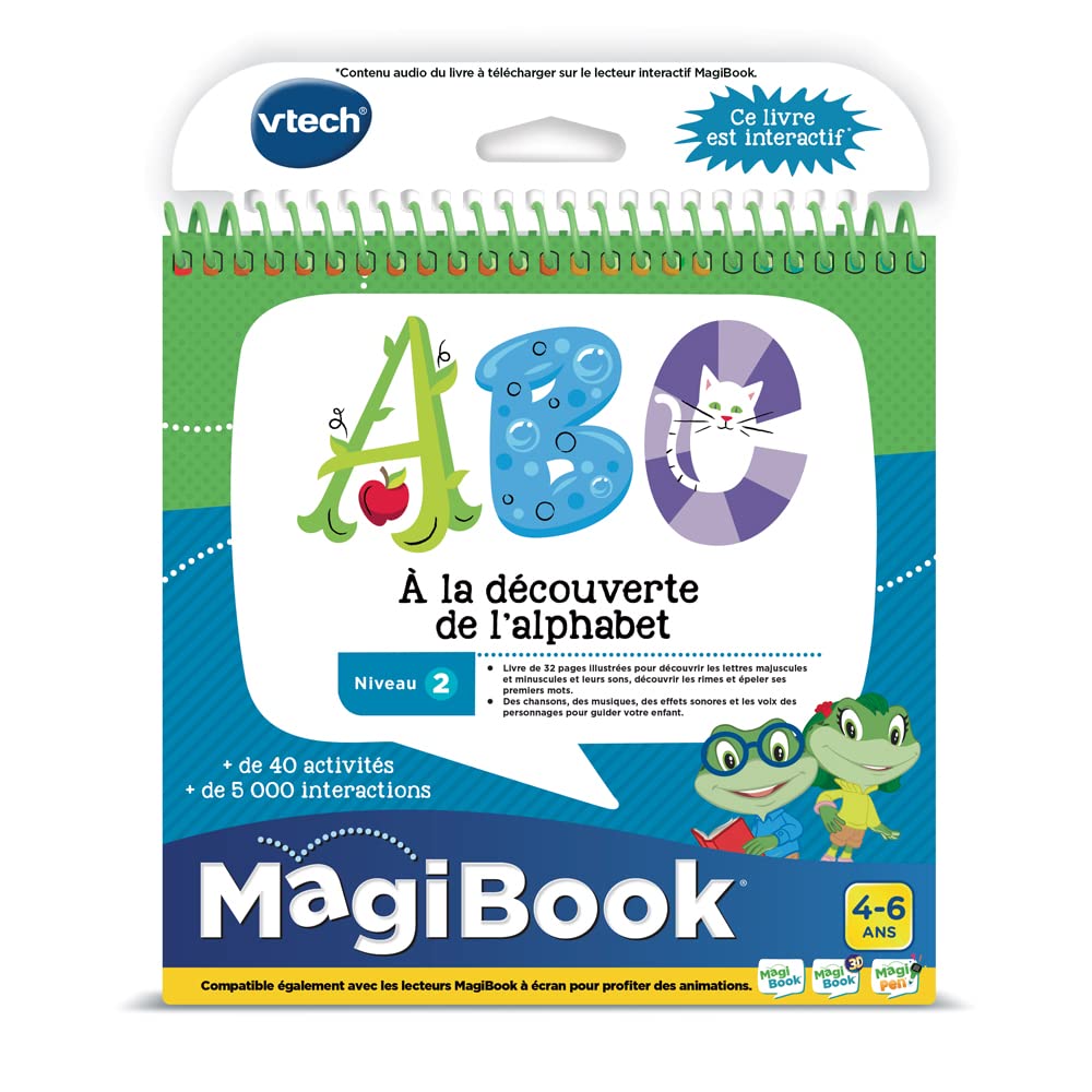 VTech - MagiBook, Livre Éducatif Enfant Niveau 2 À la Découverte de l'Alphabet, Pages Illustrées et Interactives, Cadeau Fille et Garçon de 4 Ans à 6 Ans - Contenu en Français 3417764806057