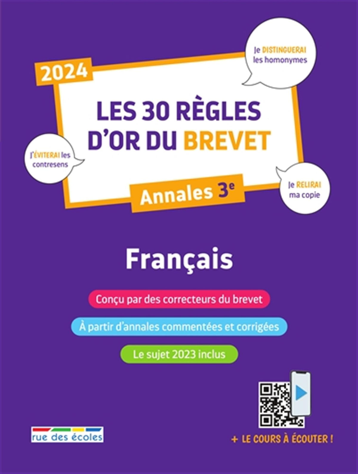 Les 30 règles d'or du Brevet 2024 - Français: Annales 3e 9782820815415