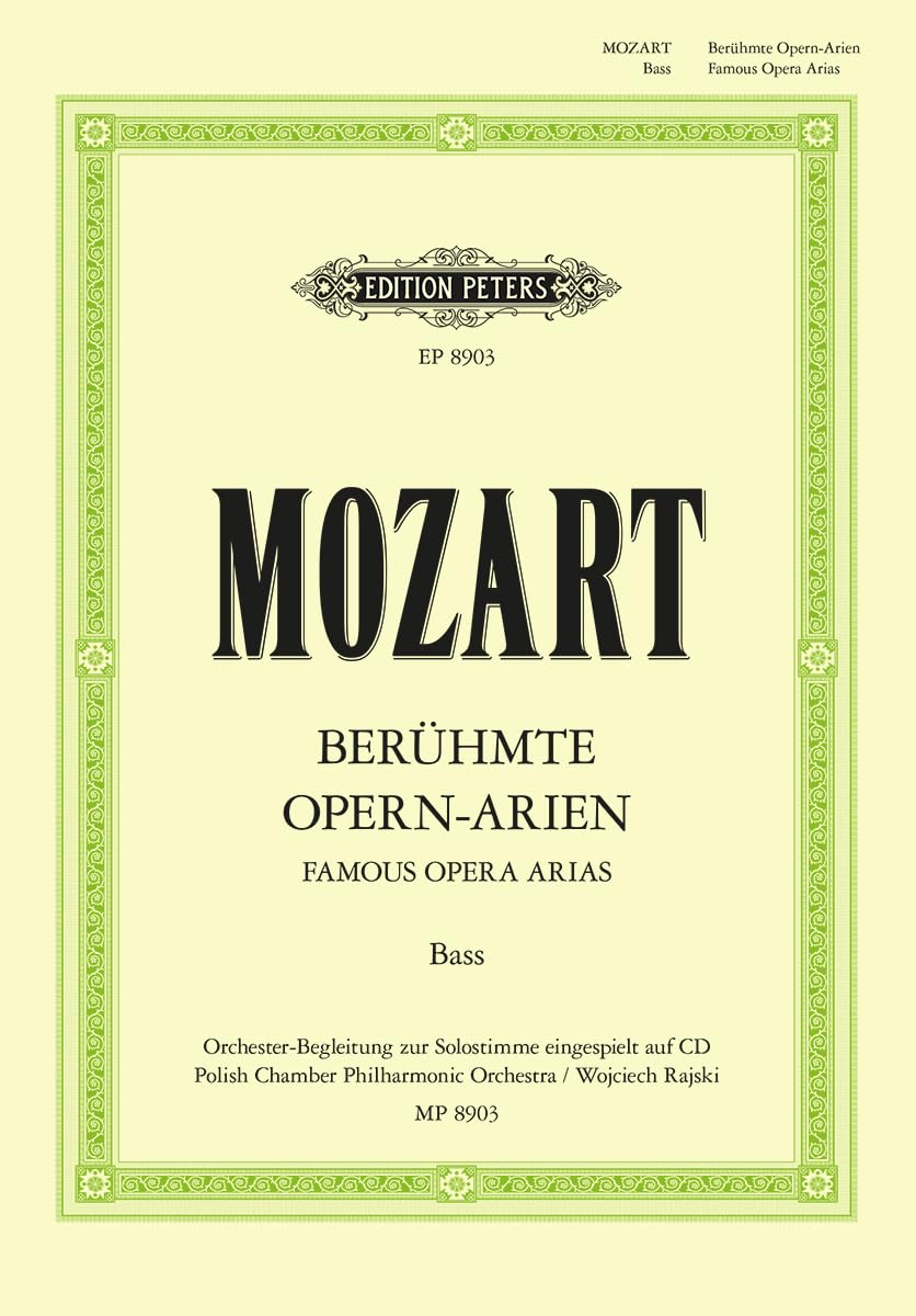 Wolfgang amadeus mozart : beruhmte opern-arien - low voice and piano - recueil 9790014102647