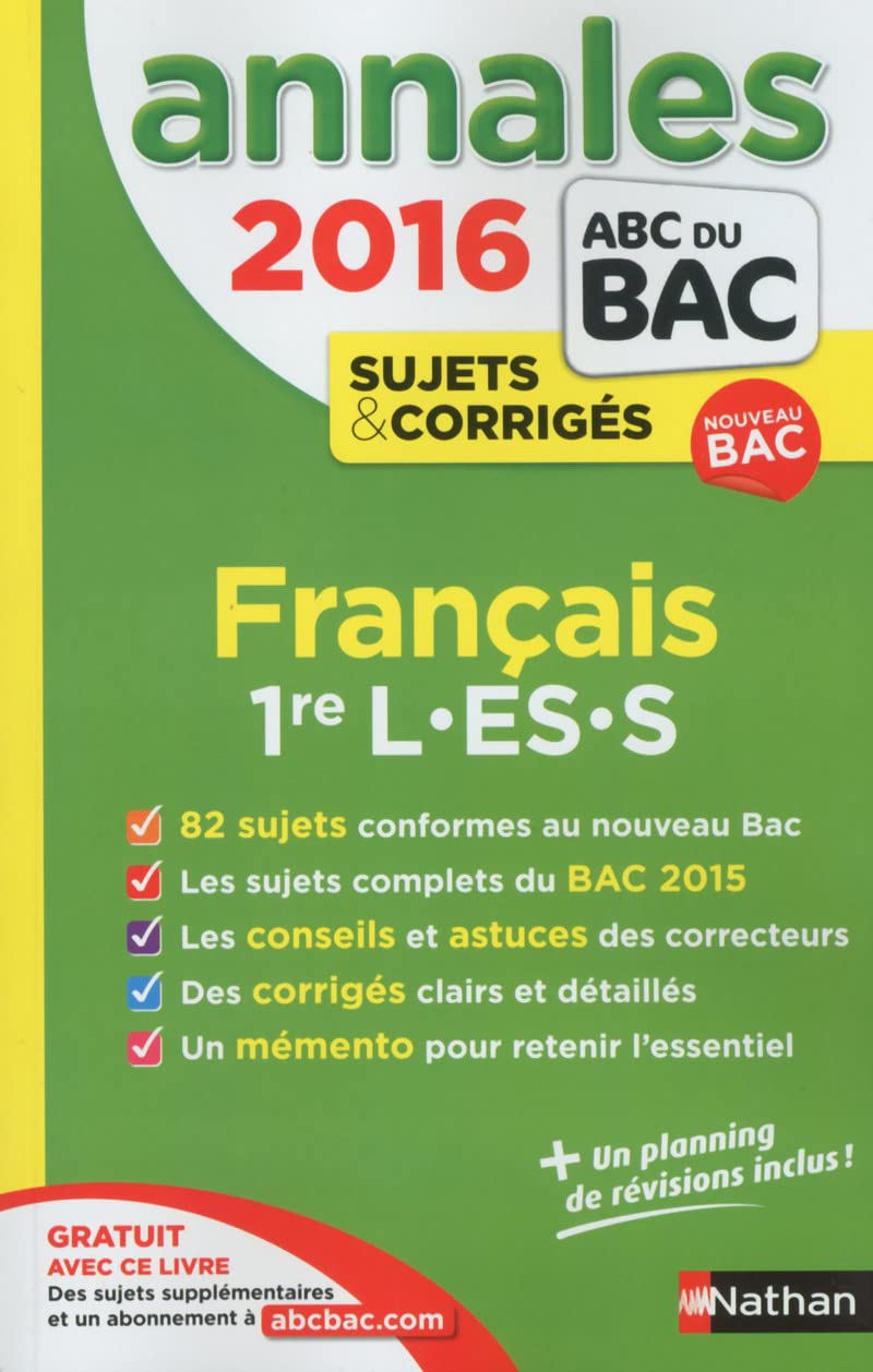 Annales ABC du BAC 2016 Français 1re L.ES.S 9782091893761