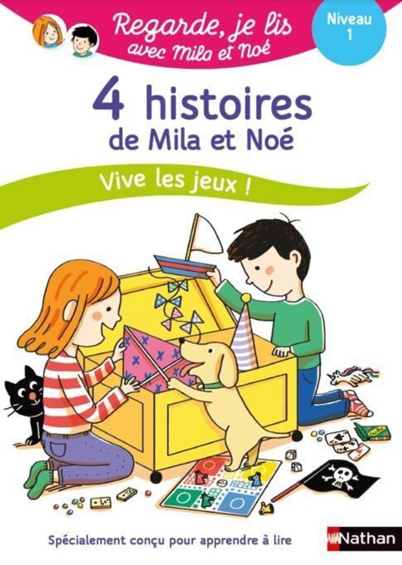 Regarde je lis avec Mila et Noé ! Vive les jeux, Niveau 1 - 4 histoires à partir de 5 ans 9782095045616