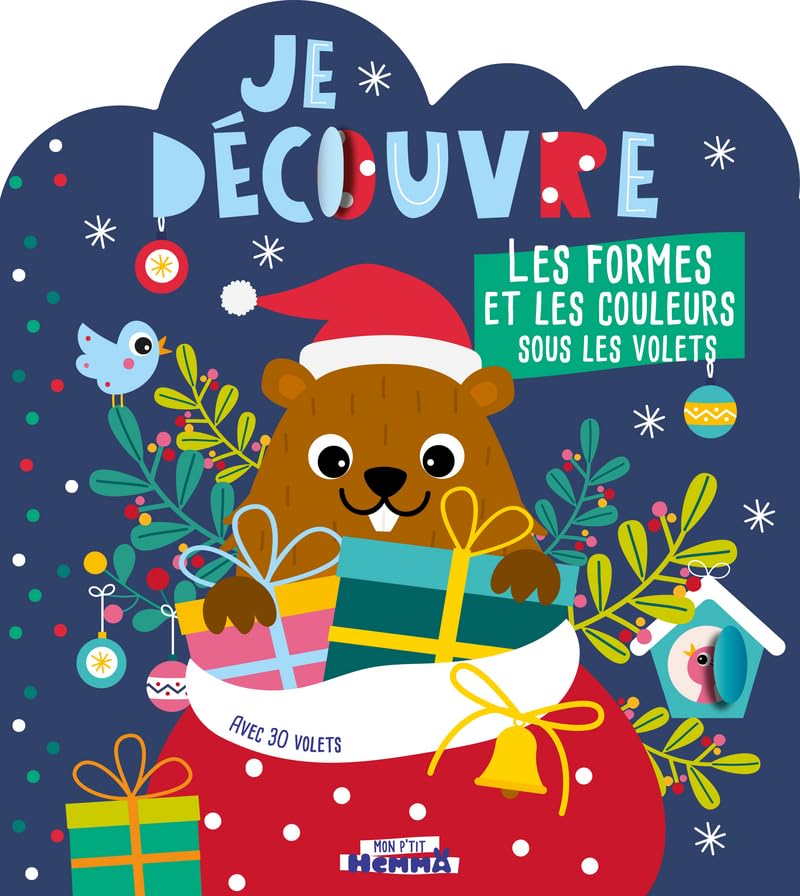 Mon P'tit Hemma - Je découvre les formes et les couleurs sous les volets - Noël - Livre tout carton silhouetté avec volets à soulever - Dès 3 ans 9782508050862