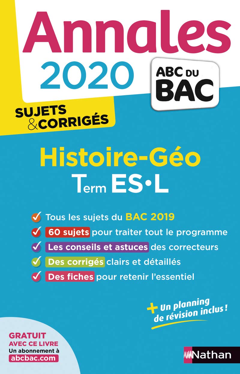 Annales ABC du Bac 2020 Histoire-Géographie Term ES-L 9782091574400