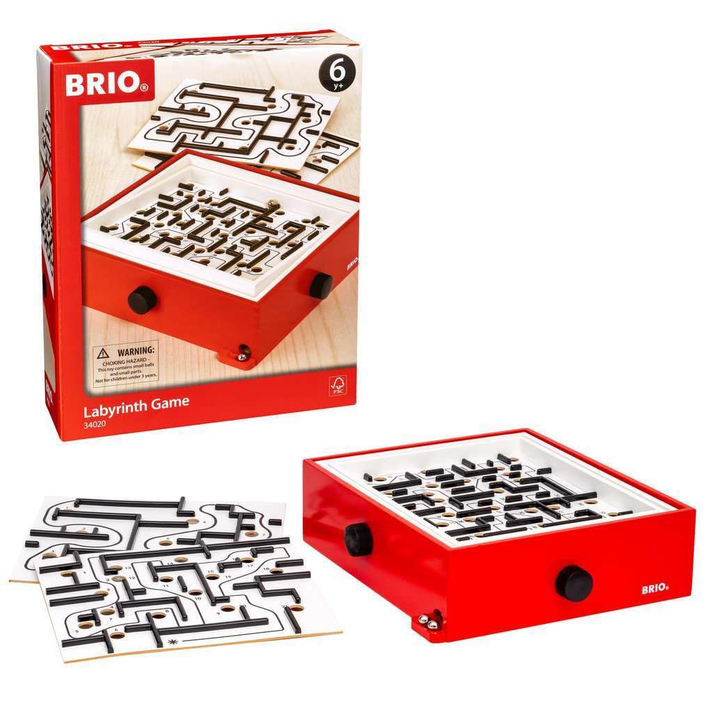 BRIO - 34020 - Jeu de Labyrinthe et 2 planches de jeu - Jeu d'adresse en bois - 1 joueur - Développe la motricité fine et la coordination - Sans pile - Pour enfants et adultes dès 6 ans 7312350340204