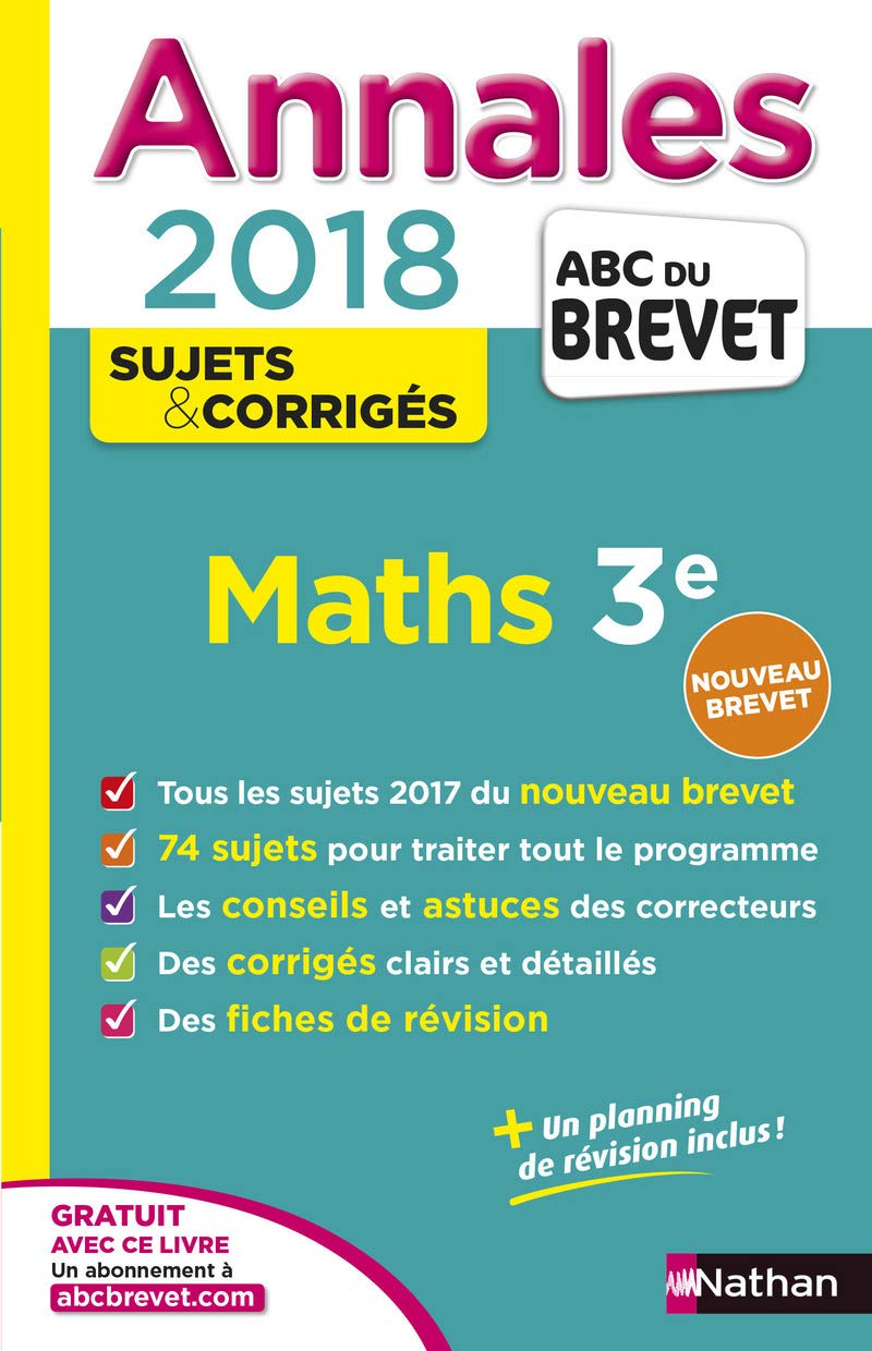 Annales ABC du Brevet Maths 2018 9782091502601