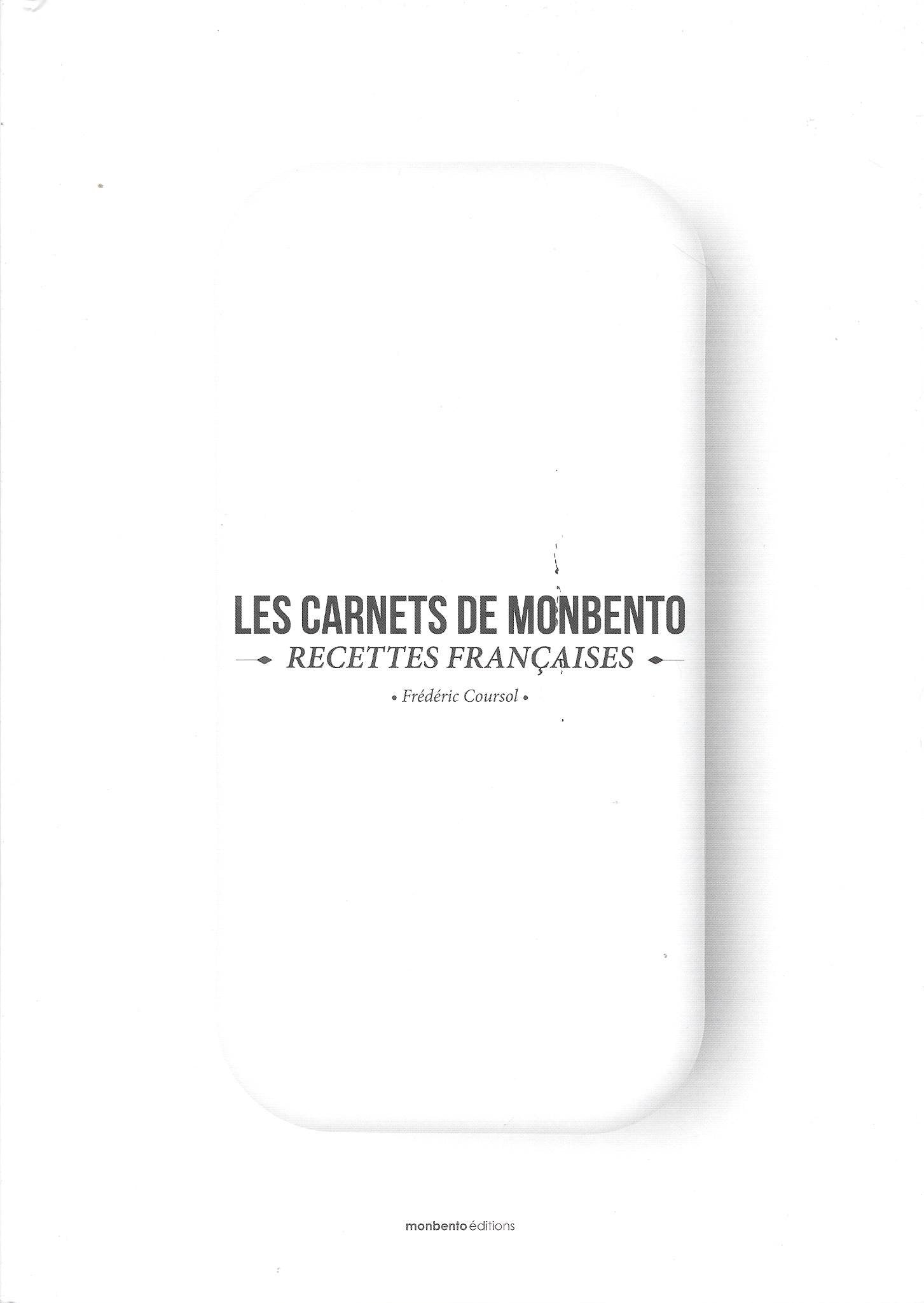 monbento Les carnets de Recettes Françaises 9782954199115