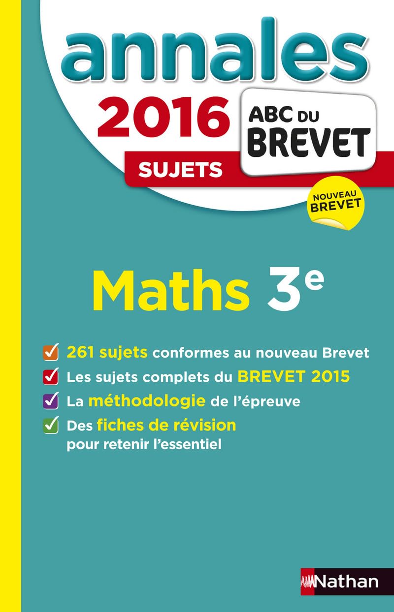 Annales ABC du BREVET 2016 Maths 3e 9782091893631