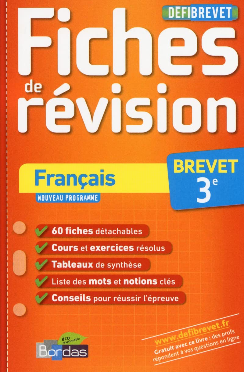 DéfiBrevet - Fiches de révision - Français 3e 9782047319741