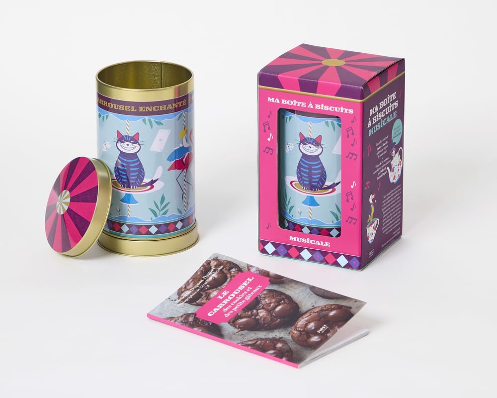 Coffret Ma boîte à biscuits musicale -: 1 boîte métal qui joue de la musique et tourne - 1 livre de 72 pages de cookies et petits gâteaux 9782412103487