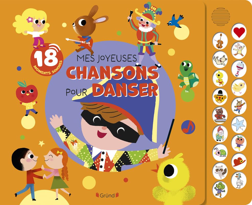 Mes joyeuses chansons pour danser (livre pastilles) – Livre sonore et d'éveil avec 18 pastilles sonores – Bébé dès 1 an 9782324035876