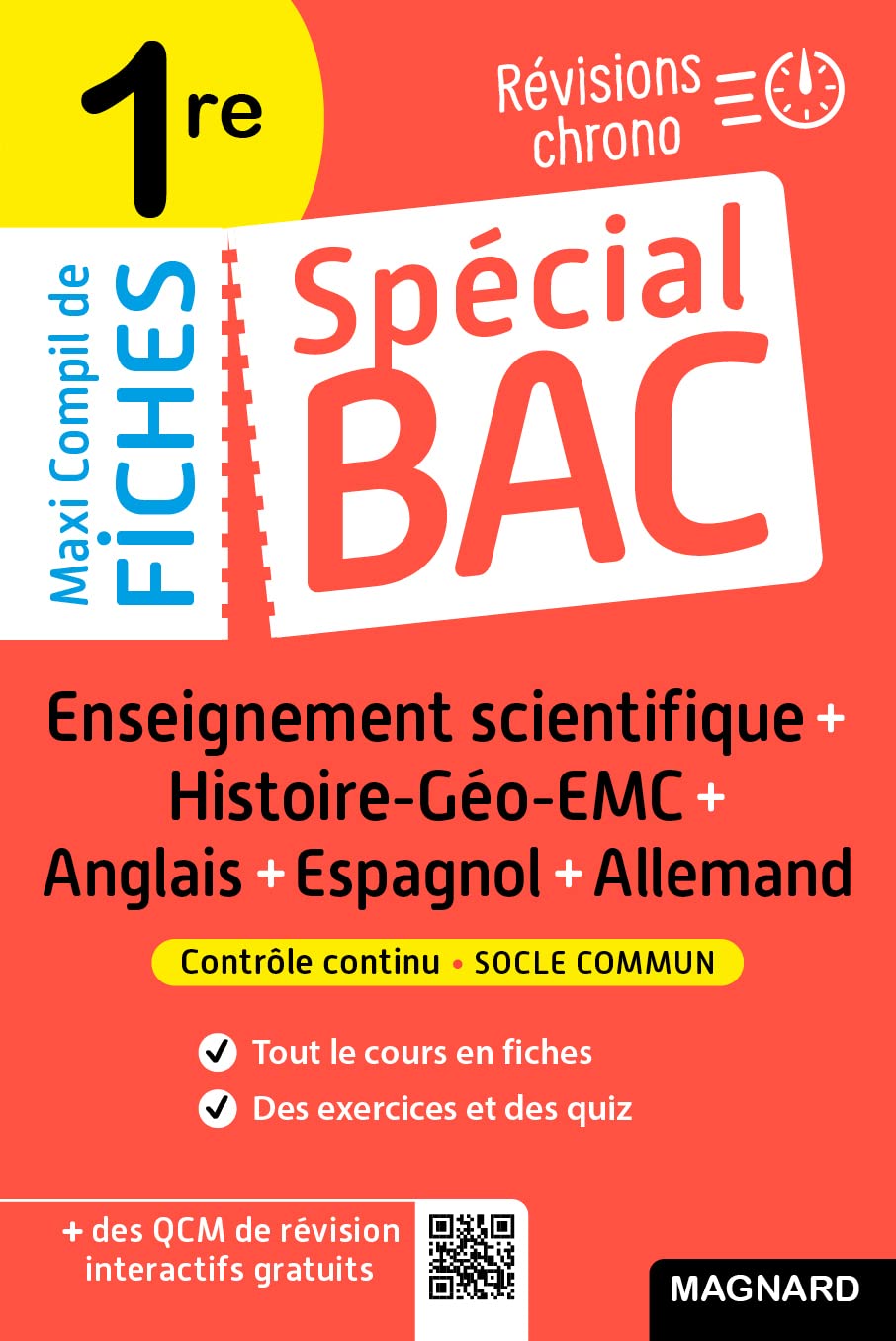 Spécial Bac Maxi Compil de Fiches contrôle continu 1re Bac 2024: Tout le programme en 191 fiches, cours ultra-visuel, mémos, schémas-bilans, exercices et QCM 9782210772809