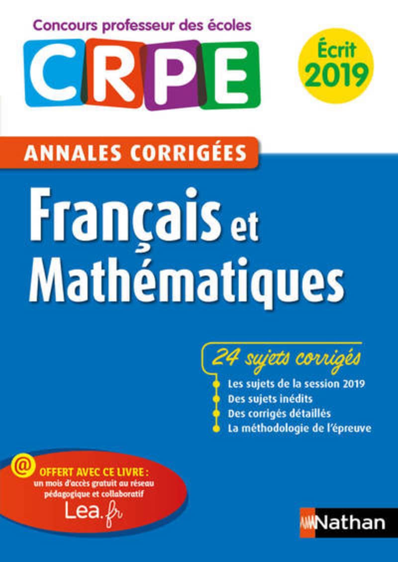 Annales CRPE Français et mathématiques - Ecrit 2019: Ecrit 2019 9782091246338
