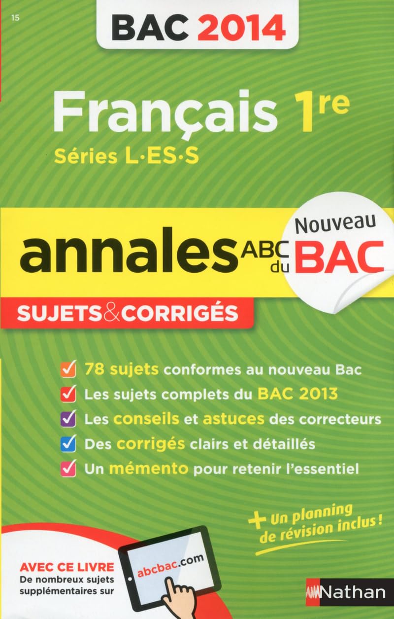 ANNALES BAC 2014 FRANCAIS 1ER 9782091880594