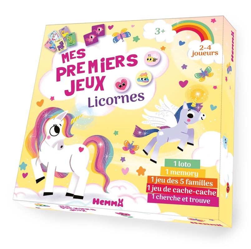 Mes premiers jeux - Licornes - Coffret jeux - Jeux de société - Memory - jeux des familles - cherche et trouve - loto - cache-cache - 3 ans 9782508062377