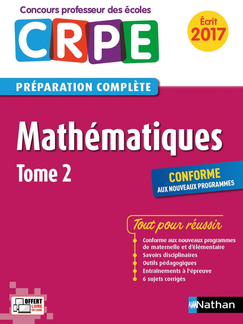 Mathématiques - Tome 2 - CRPE 2017 (02) 9782091647265