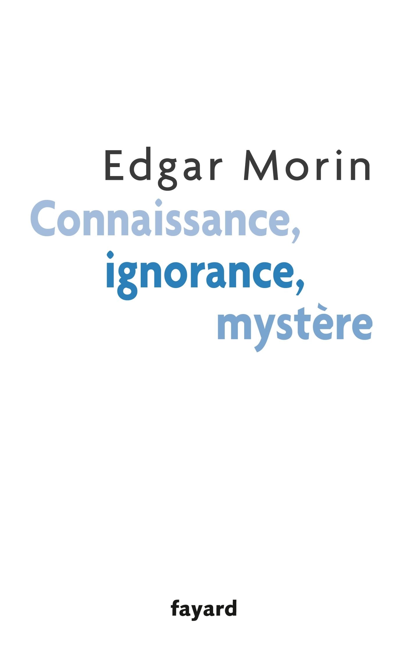 Connaissance, ignorance, mystère 9782213666228