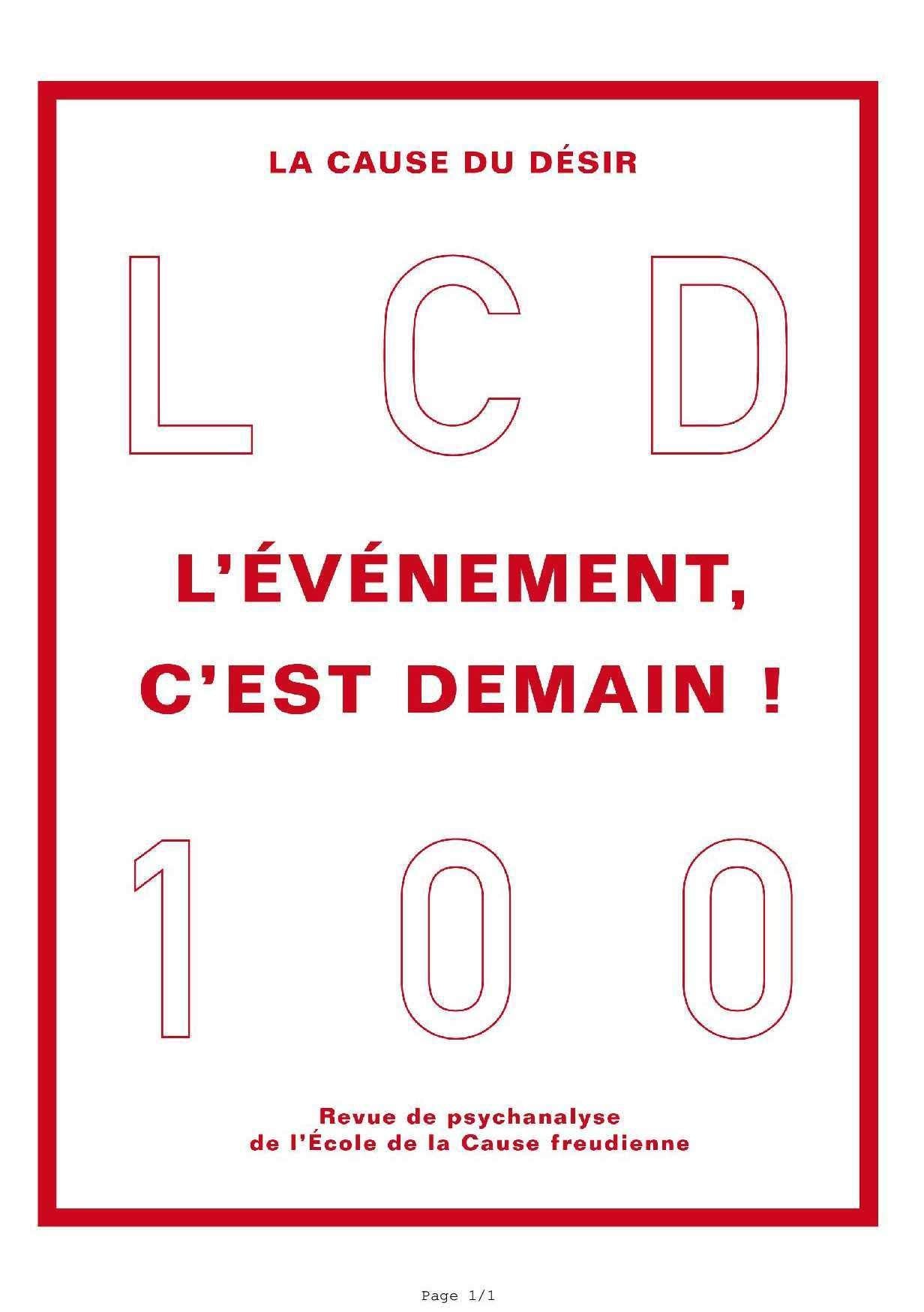 La Cause du Desir N 100 l'Evenement C'Est Demain - Novembre 2018 9782374710167