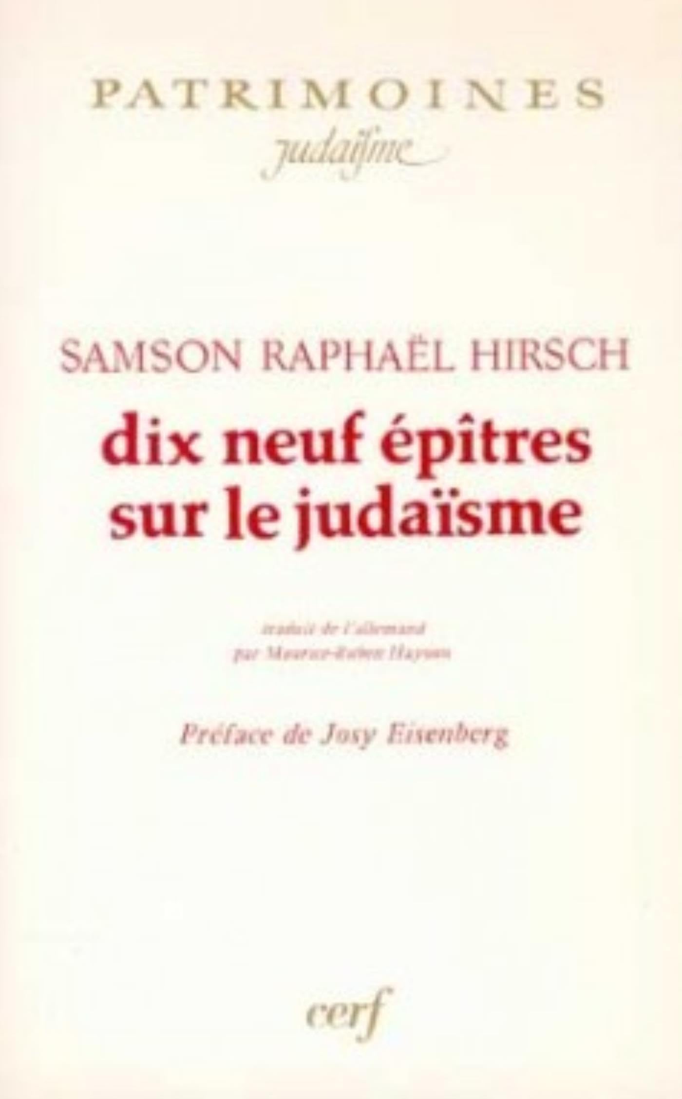 Dix neuf épîtres sur le judaïsme 9782204027243