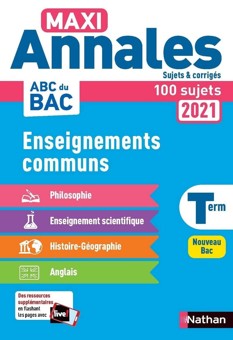 Annales ABC du Bac 2021 - Tout en un Tle : Philosophie - Histoire-Géographie - Enseignement scientifique - Anglais - Sujets et corrigés - ... Terminale - Contrôle continu Nouveau Bac (20) 9782091575292