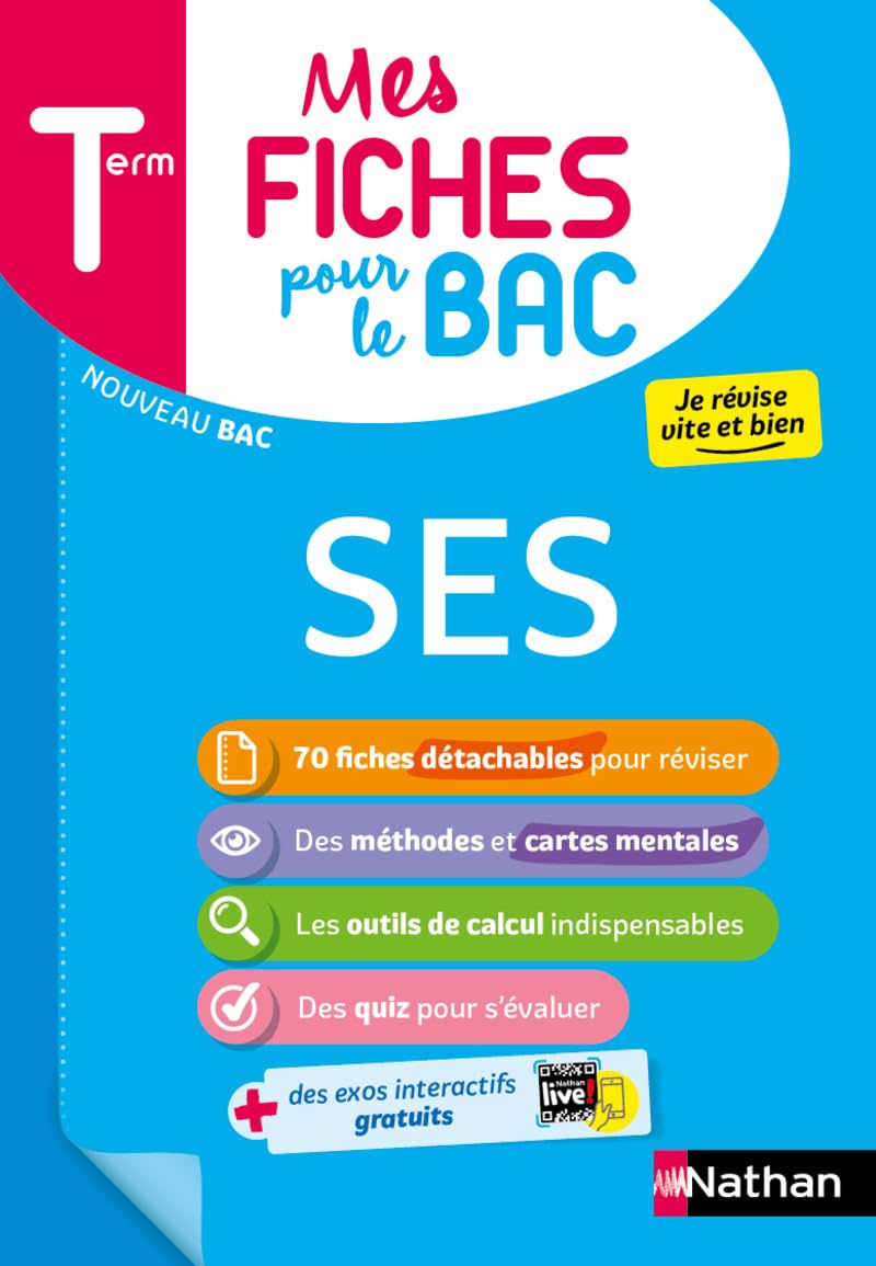 SES (Sciences économiques et sociales) Terminale - Mes fiches pour le BAC Term - BAC 2025 9782095031923