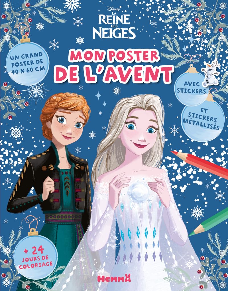 Disney La Reine des Neiges - Mon poster de l'Avent - 24 jours de coloriage - Hiver à Arendelle - coloriage 4 ans - coloriage Avent - coloriage La Reine des Neiges - coloriage Disney 9782508062230