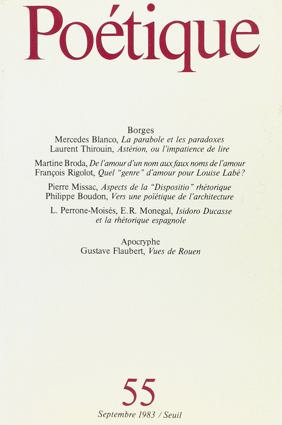 Poétique, numéro 55 9782020065733