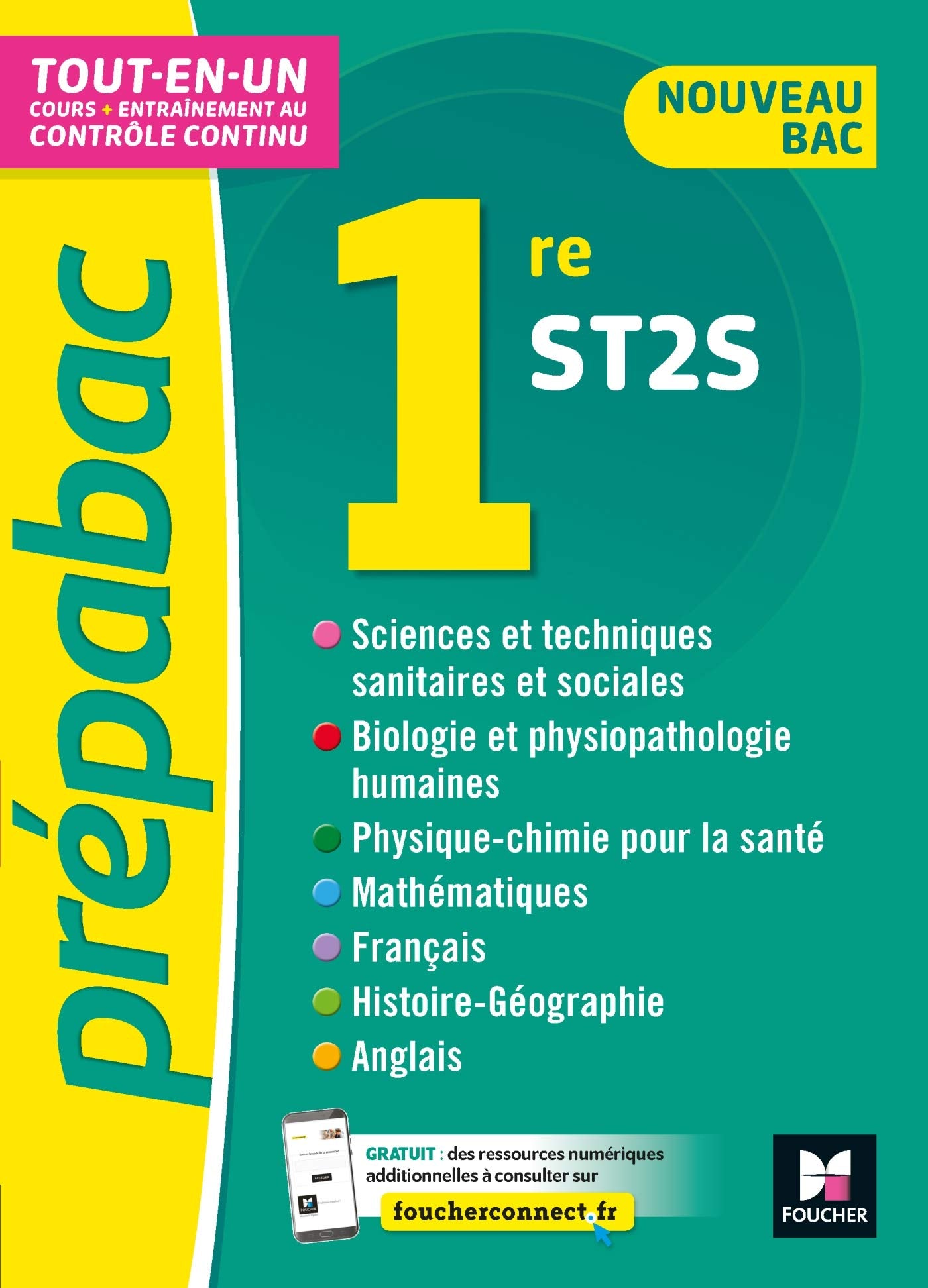 PREPABAC 1re ST2S -Bac 2022 - Toutes les matières - Cours et contrôle continu 9782216154920