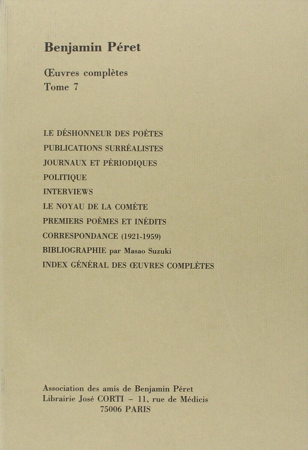 Oeuvres complètes, tome 7 9782714305312
