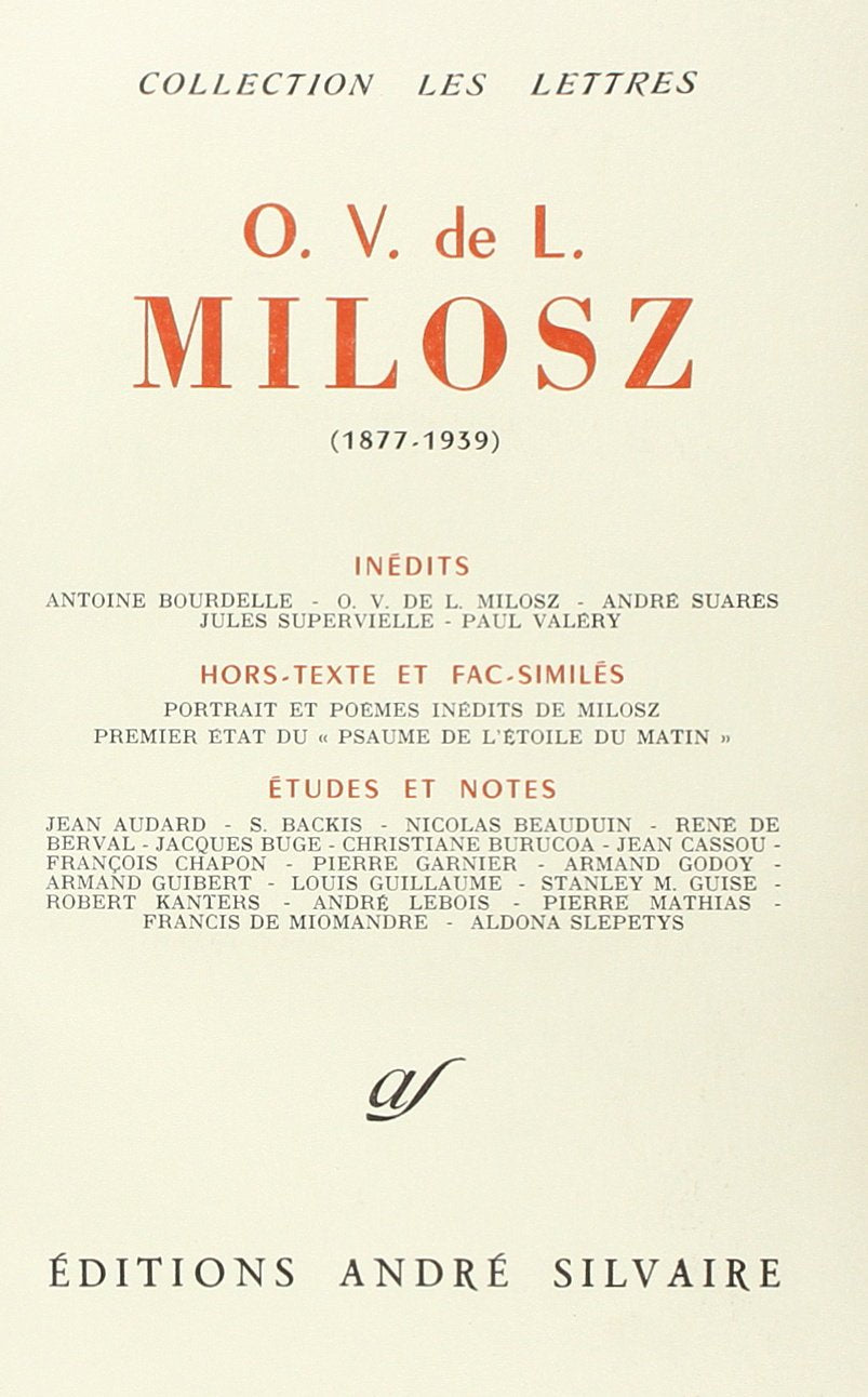 O V de l Milosz 1877 1939 3260050163408