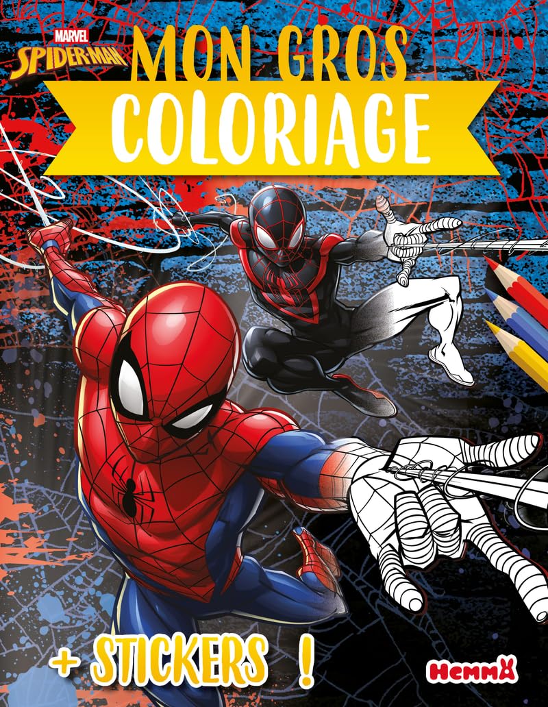 Marvel Spider-Man - Mon gros coloriage + stickers ! - Livre de coloriage 4 ans - Livre de coloriage avec stickers - Livre de coloriage Spider-Man - Livre de coloriage Marvel 9782508063299
