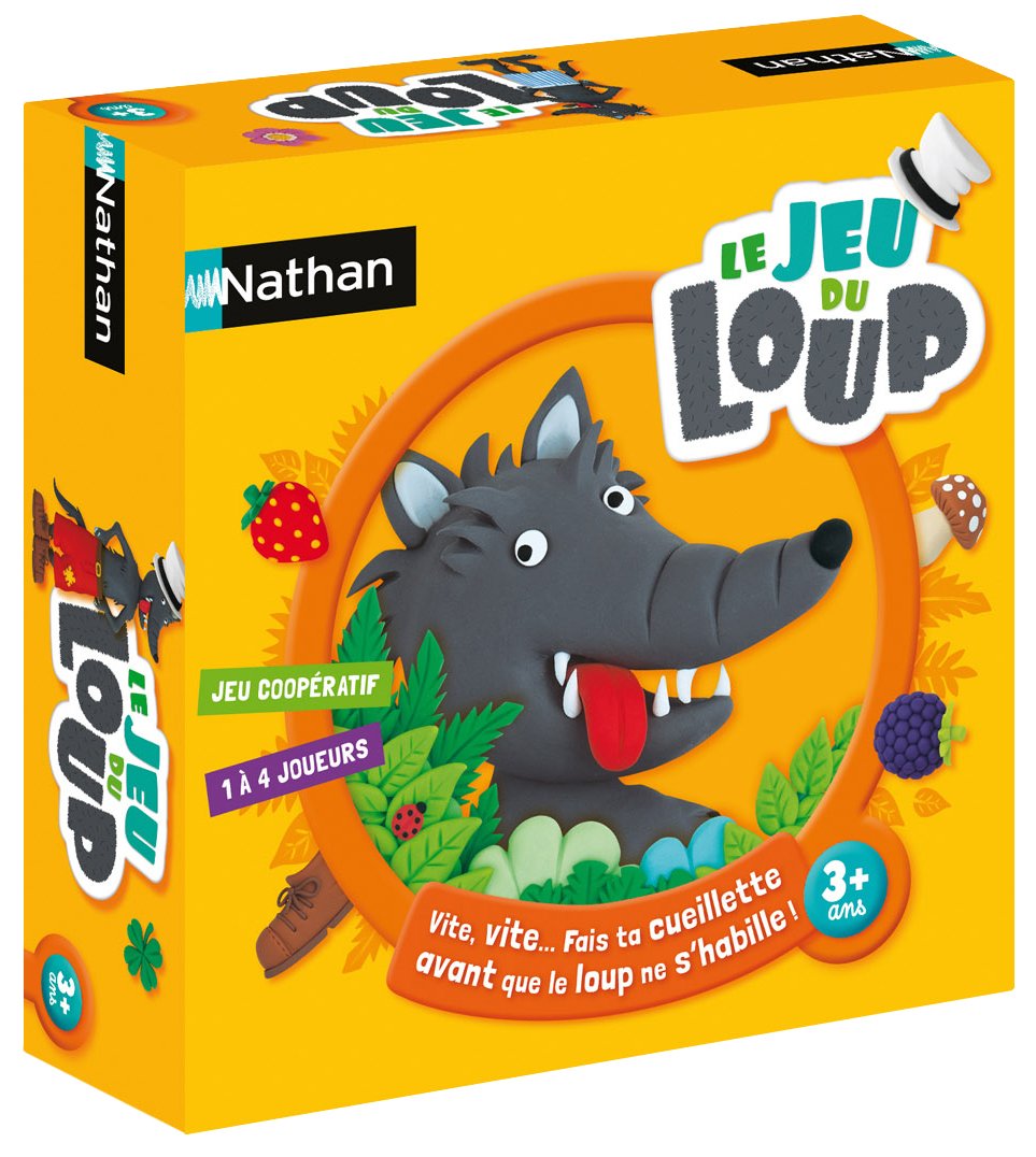 Nathan – Le jeu du Loup | Jeu de société | Coopératif pour Enfants | Fini ta Cueillette avant que le Loup soit Habillé | Premier jeu de société Amusant pour Tout-Petits | De 1 à 4 joueurs | Dès 3 ans 8410446311295