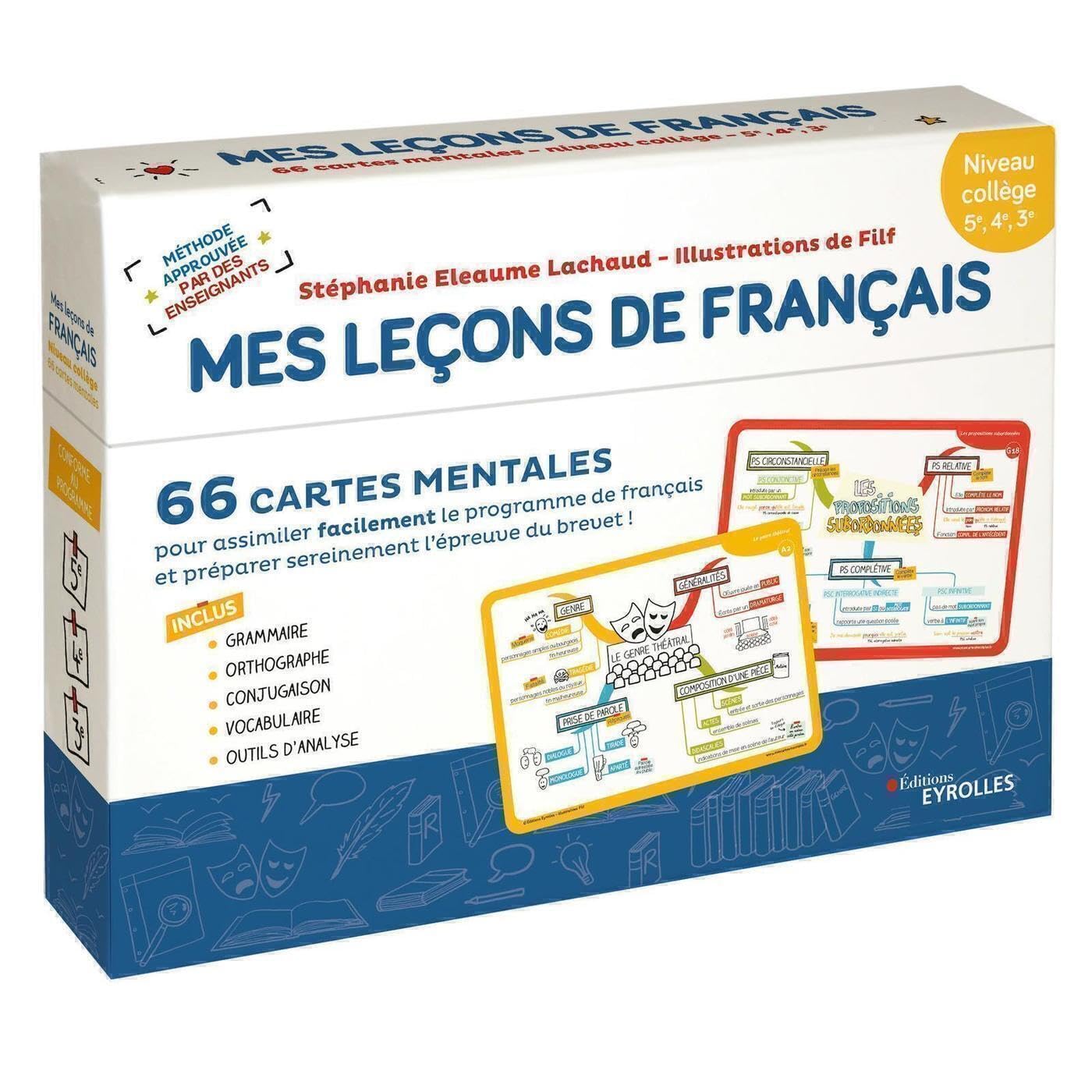 Français collège Mes leçons de Français : 66 cartes mentales pour assimiler facilement le programme de français et préparer sereinement l'épreuve du brevet 9782212574982