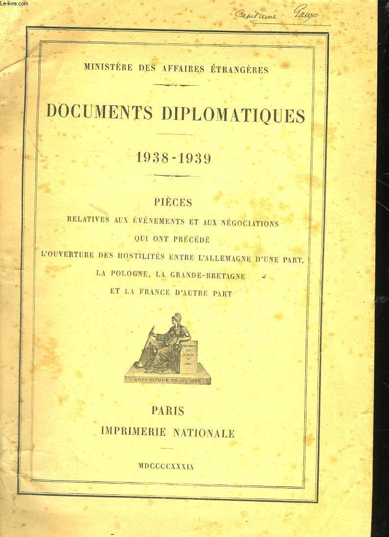 Le livre jaune français : Documents diplomatiques 1938-1939 