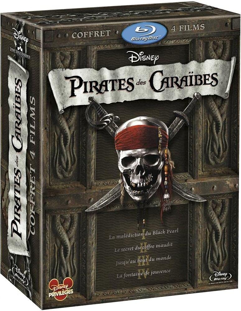 Pirates des Caraibes Tetralogie (La Malediction du Black Pearl/Le Secret du Coffre maudit/Jusqu'au bout du monde/La fontaine de jouvence/1 disque bonus La fontaine de jouvence) [Blu-ray] 8717418322212