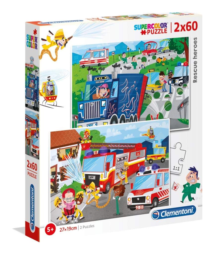 Clementoni - 21602 - Supercolor Puzzle - Véhicules de Secours - 2 x 60 piéces - Disney 8005125216024