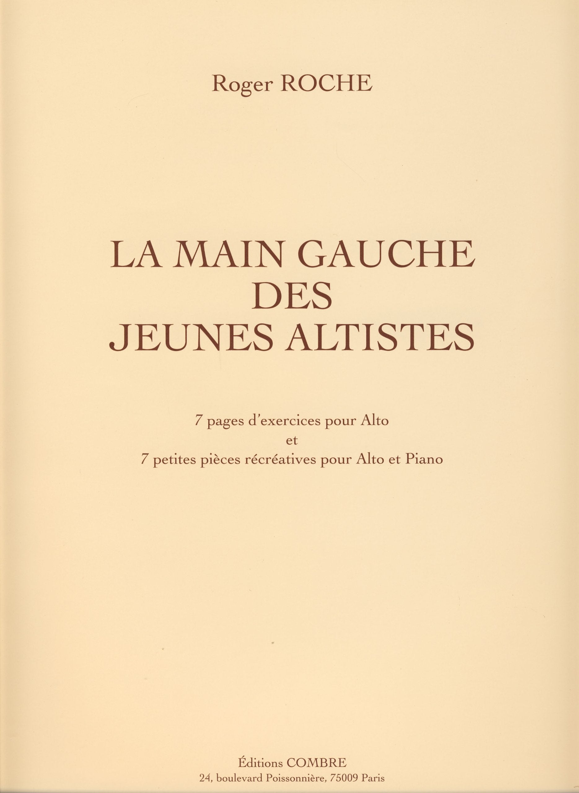 ROCHE - La Main Gauche des Jeunes Altistes (Estudios para la Mano Izquierda) para Viola 8403000227958