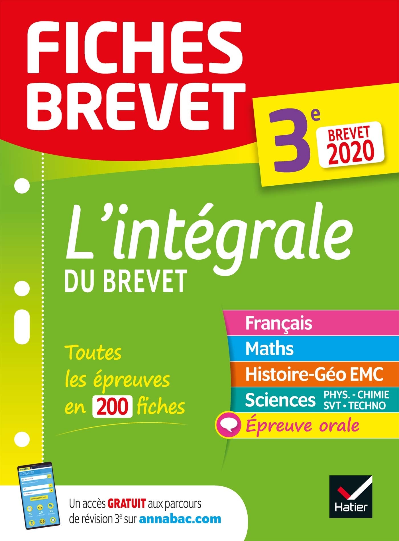 Fiches brevet L'intégrale du brevet 3e Brevet 2020: fiches de révision pour les 5 épreuves 9782401061781