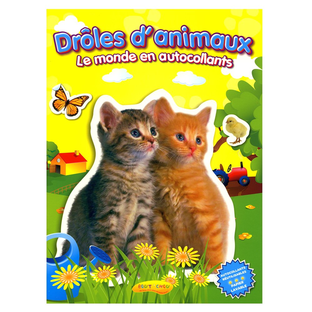 DROLES D'ANIMAUX : Le Monde des Autocollants 2 Chats 9782373361339