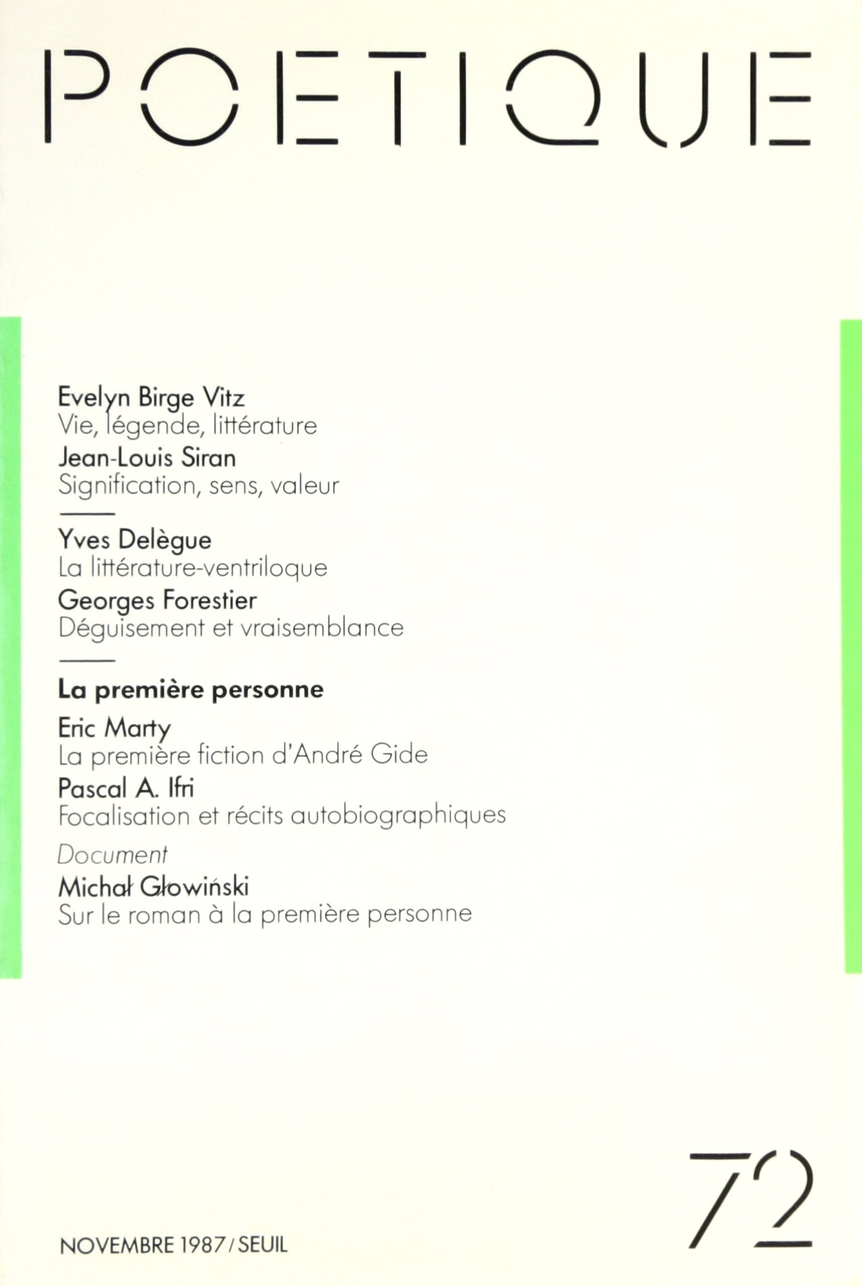 Poétique, numéro 72 9782020098243