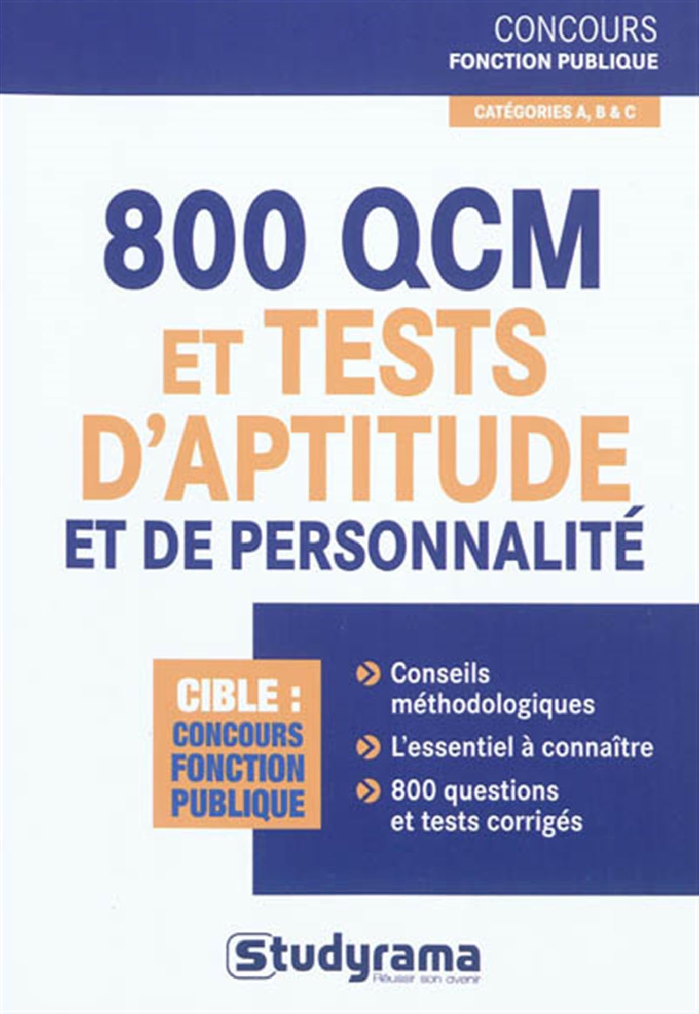 800 qcm et tests d'aptitude et de personnalité 9782759015184