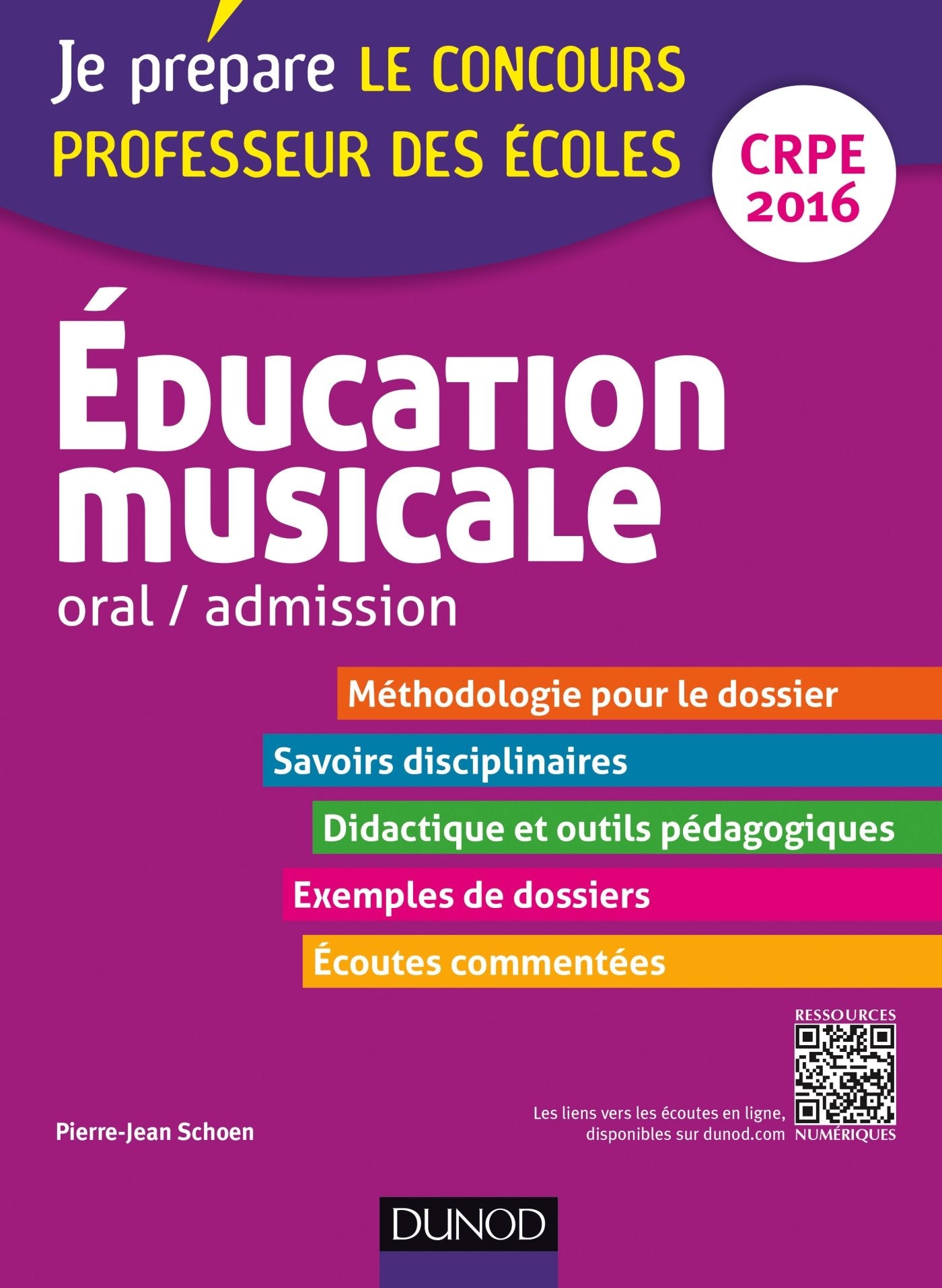 Education musicale, oral / admission professeur des écoles CRPE 9782100728602