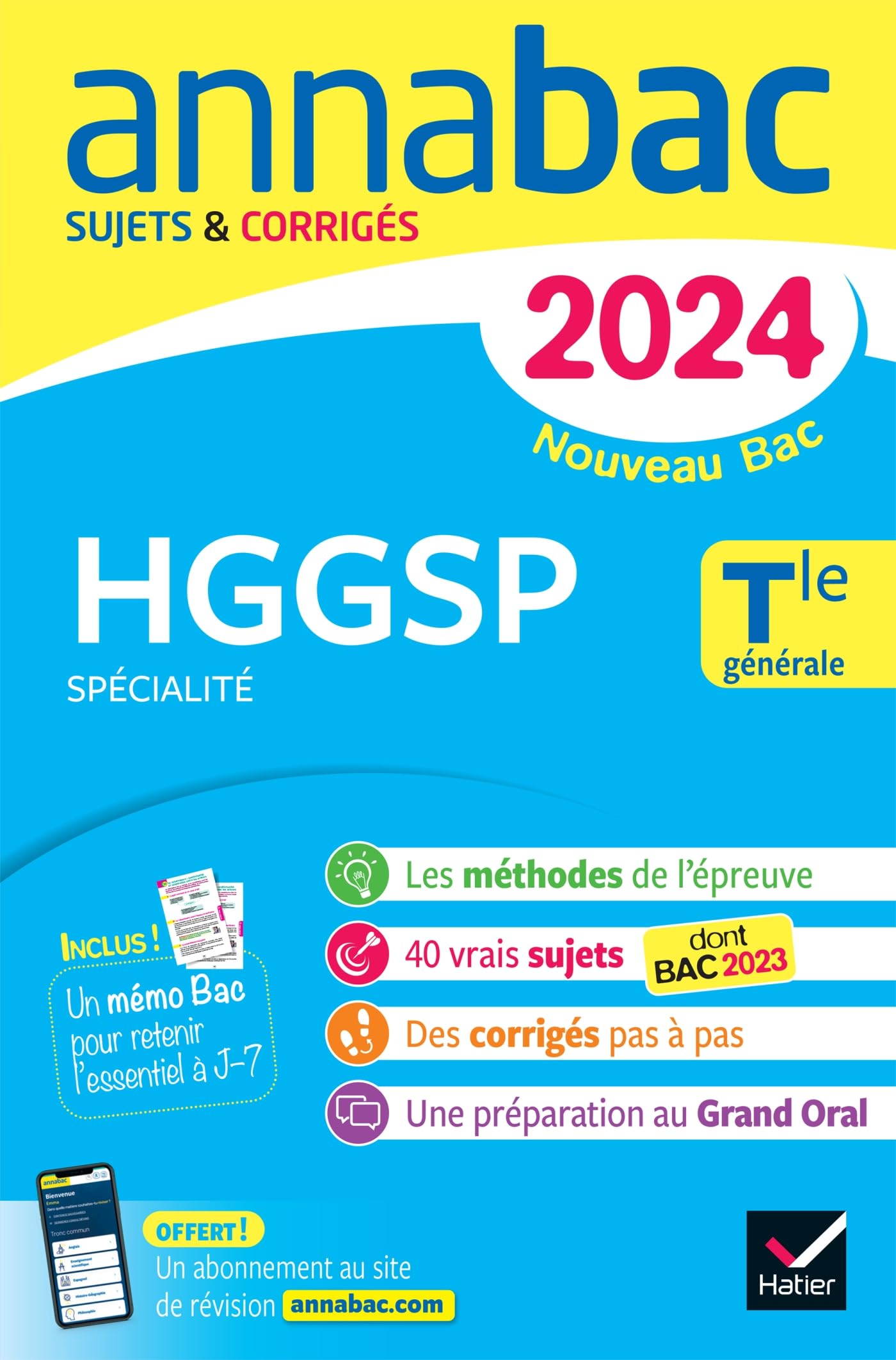 Annales du bac Annabac 2024 HGGSP Tle générale (spécialité): sujets corrigés nouveau Bac 9782278105731